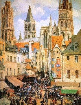 カミーユ・ピサロ Painting - ルーアンの古い市場 カミーユ・ピサロ